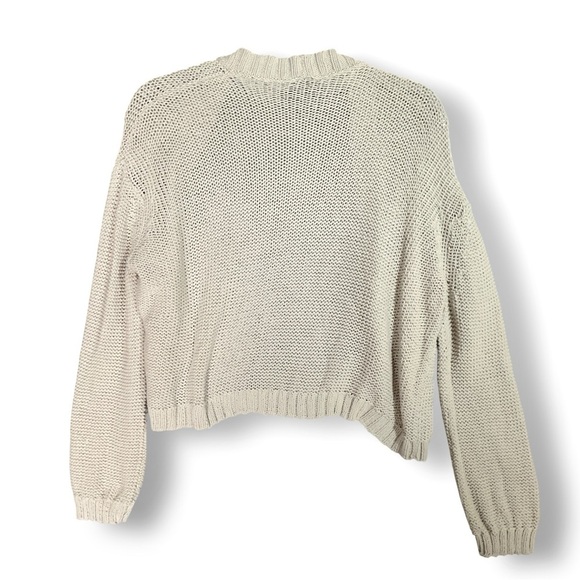 Wooden Ships Cropped Open Cardigan Sweater Sz S Neutral Beige Minimalist - Picture 6 of 12